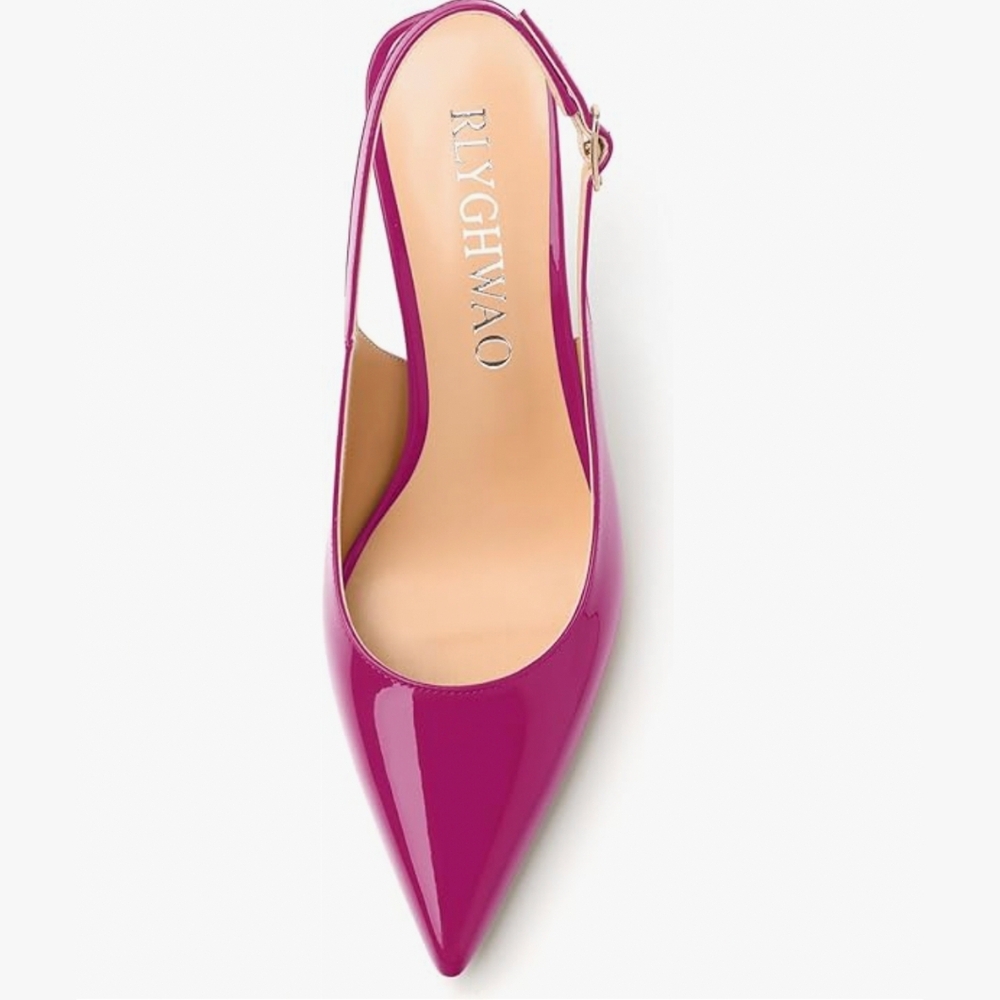 Fucshia Pink Patent Leather Slingback Heels